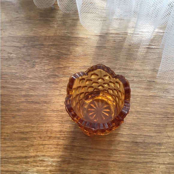 VINTAGE FENTON HOBNAIL AMBER GLASS TOOTHPICK HOLDER GLOWY - Picture 3 of 14